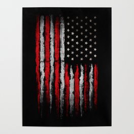 Red & white Grunge American flag Poster