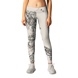 Palermo - Italy | City Map - Black and White Leggings