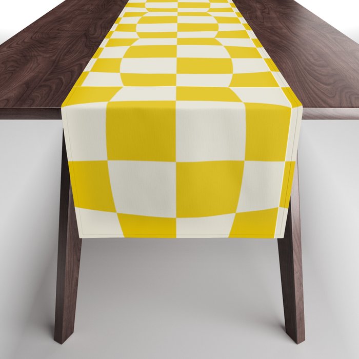 Warped Yellow Checker Table Runner