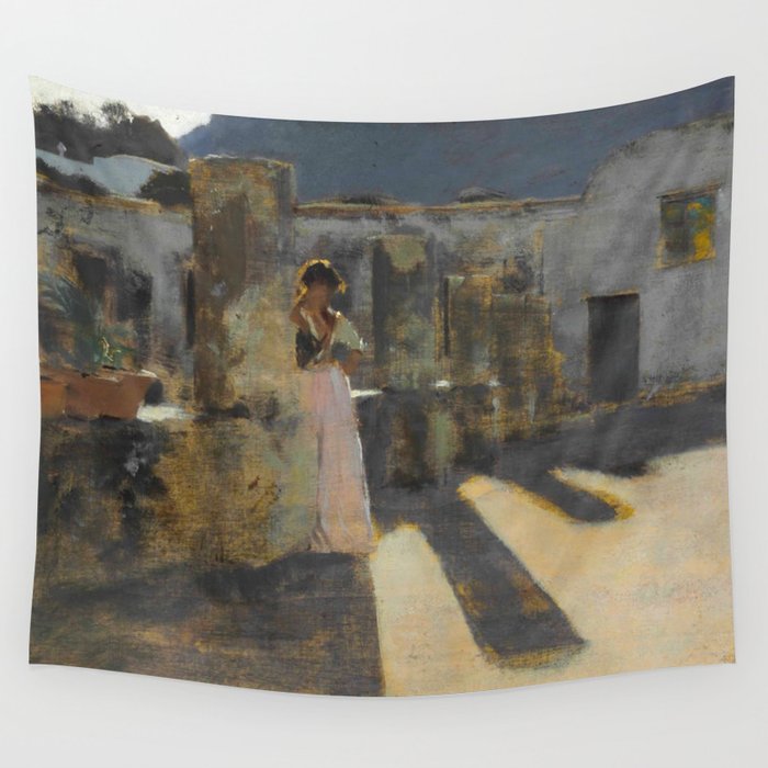 John Singer Sargent "Capri Girl on a Rooftop" Wall Tapestry
