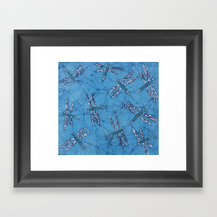 Batik Dragonflies Framed Art Print