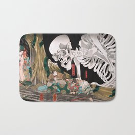 Takiyasha the Witch and the Skeleton Spectre by Utagawa Kuniyoshi Bath Mat | Mythology, Woodcut, Folklore, Japanese, Bones, Triptych, Skull, Giant, Woodblock, Japan 