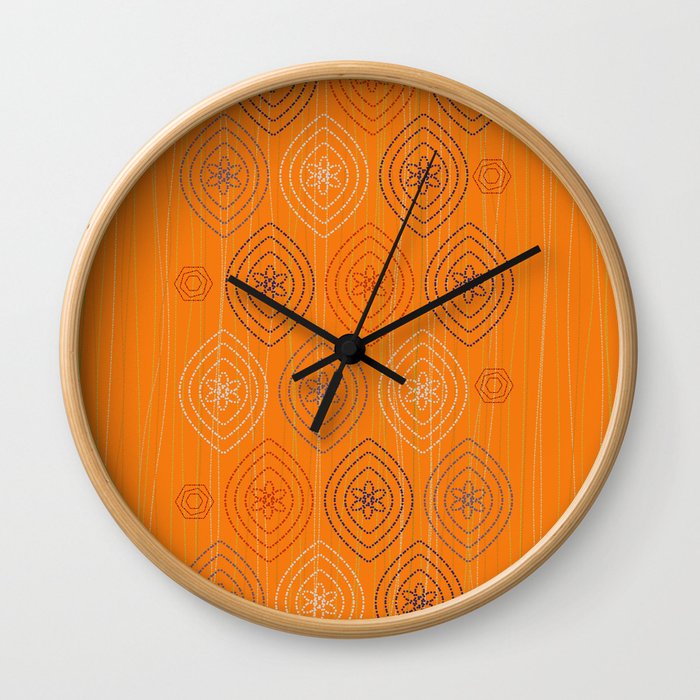 Moroccan silk in orange Wall Clock