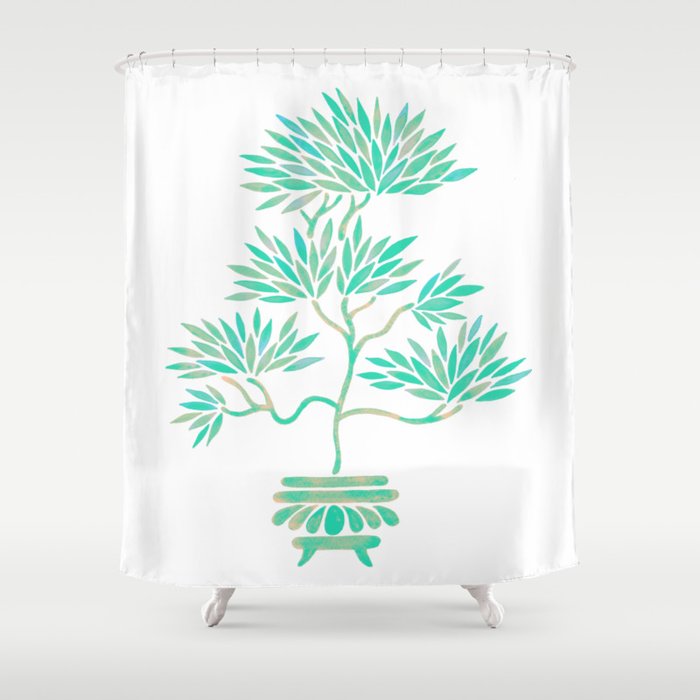 Bonsai Tree – Mint Palette Shower Curtain