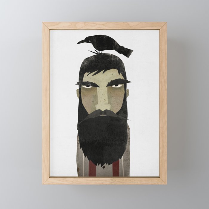 Lumberjack Beard + Crow Framed Mini Art Print