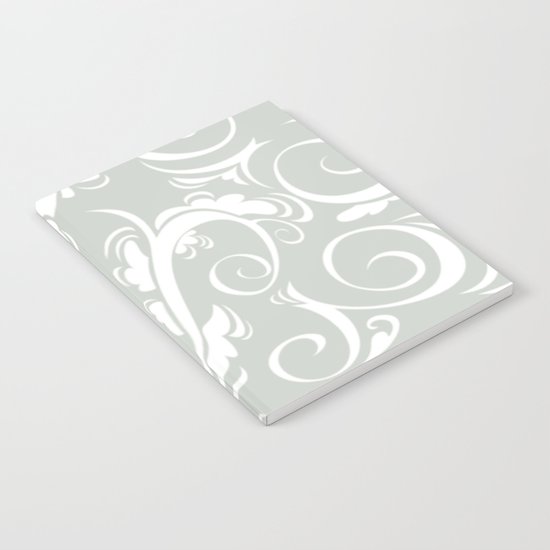 Gray Grey Floral Sea Salt Notebook