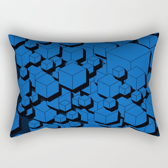 3D Cobalt blue Cubes Rectangular Pillow