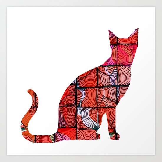 Quilted Cat Art Print