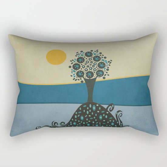 Lone tree in the hills Rectangular Pillow