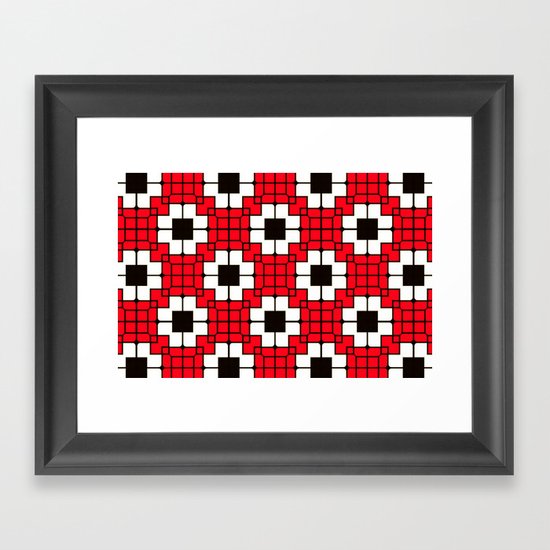 Retro Mosaic Red & Black Framed Art Print