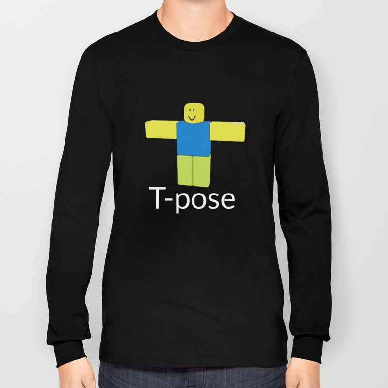 Roblox Noob T Poze Long Sleeve T Shirt By Devotchicken Society6 - noob clothes roblox