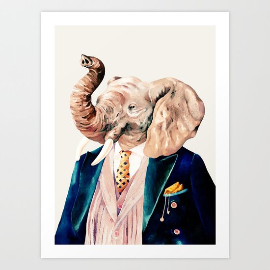 Elephant Cream Art Print
