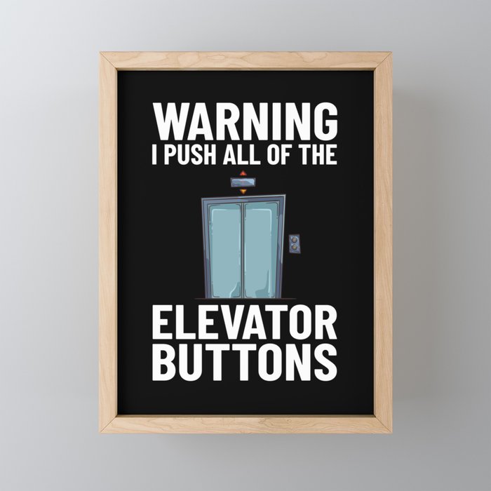 Elevator Buttons Mechanic Technician Door Lift Framed Mini Art Print