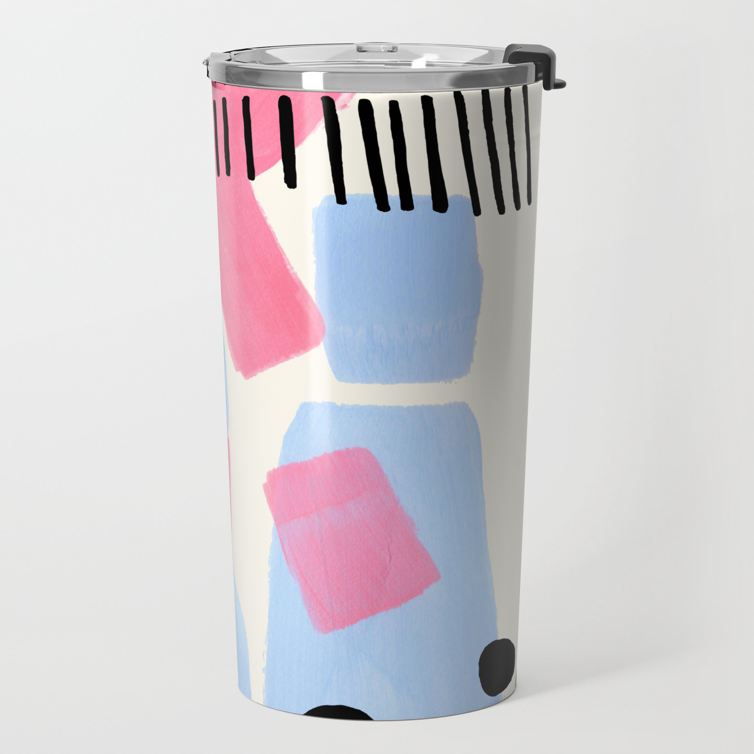 Fun Colorful Abstract Mid Century Minimalist Pink Periwinkle Cow