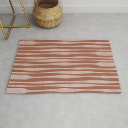 Riverbed Stripes Textured Stripe Pattern in Baked Clay Rug