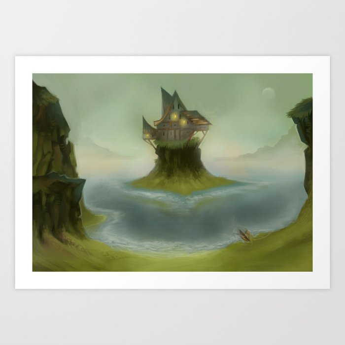 Misty island Art Print