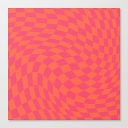 Pink orange swirl checker Canvas Print