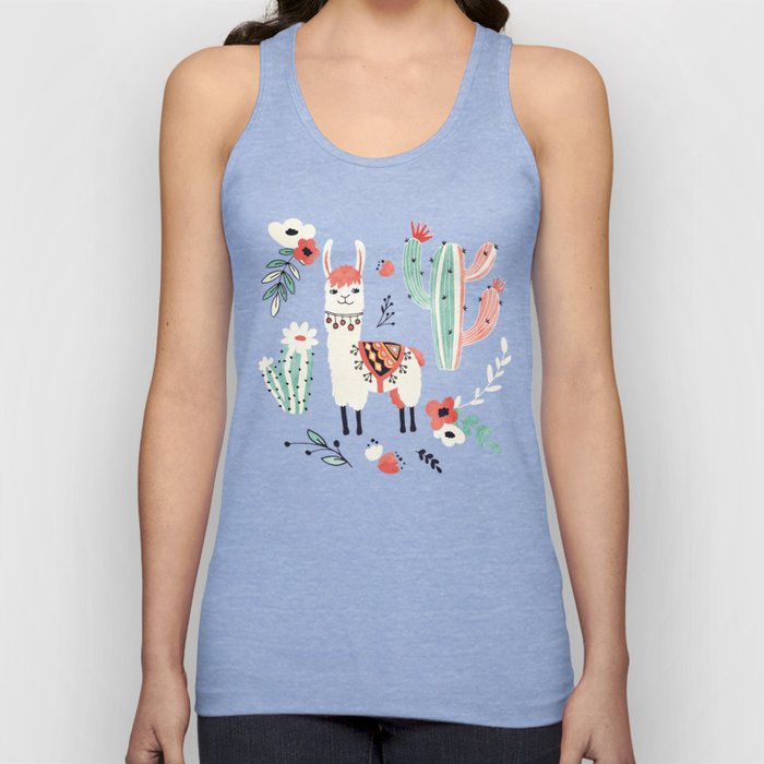 White Llama with flowers Tank Top