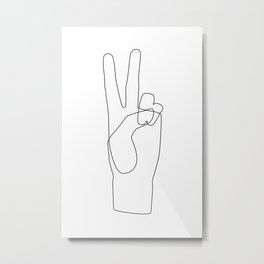 Peace Metal Print | Digital, Wrist, Black And White, Peace, Human, Hand Gesture, White Art, Minimal, Drawing, Hand Language 