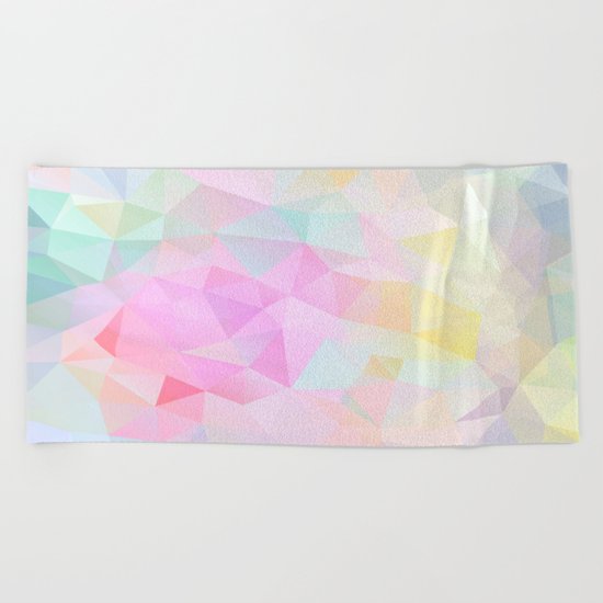Abstract print of triangles, polygon in pastel colors Beach Towel