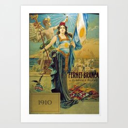 1910 Fernet Branca Liqueur Aperitif Advertisement Poster Print Art Print