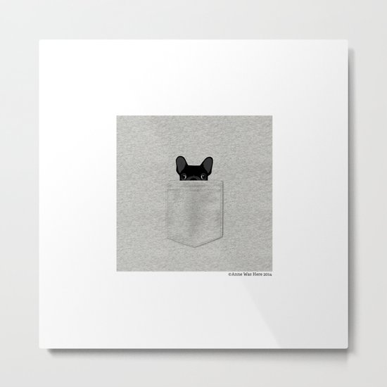 Pocket French Bulldog - Black Metal Print
