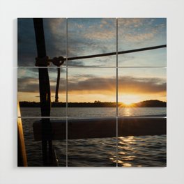 Sunset above the sea onboard a sailboat Wood Wall Art