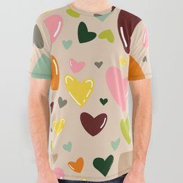 Cutie Hearts Pattern All Over Graphic Tee