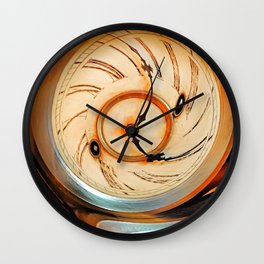 Traditional antique clock face with Roman numerals shown in conceptual and twisted abstract shape Wall Clock