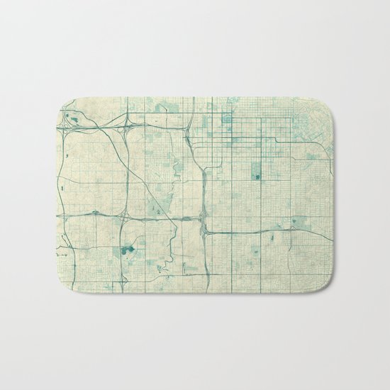 Salt Lake City Map Blue Vintage Bath Mat