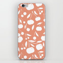Cherries pattern - coral iPhone Skin