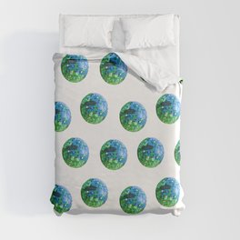 Disco ball blue green- white/transparent background Duvet Cover