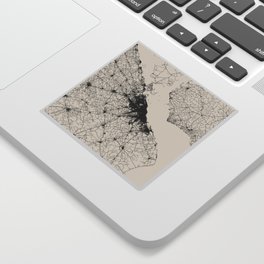 Buenos Aires, Argentica. Black and White City Map - Aesthetic Sticker