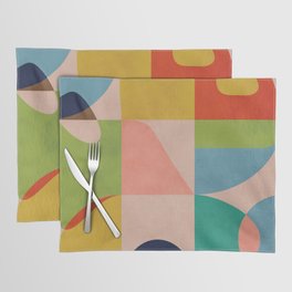 mid century abstract shapes spring I Placemat