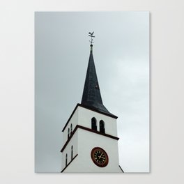 Saint William's church in Strasbourg, France | Black pitched roof, bell and clock Canvas Print