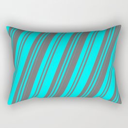 [ Thumbnail: Cyan & Dim Gray Colored Lines Pattern Rectangular Pillow ]