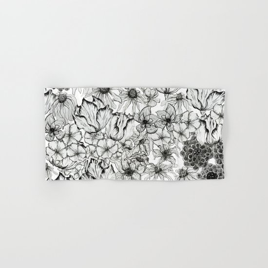 Ink Flowers Hand & Bath Towel