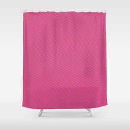 [ Thumbnail: Orchid and Red Colored Pattern of Stripes Shower Curtain ]