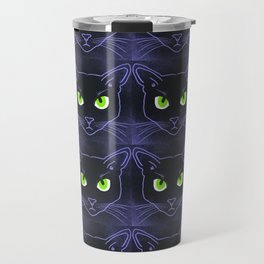 Modern Periwinkle Cats With Green Eyes Travel Mug