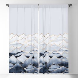 Mountains 2 - Gold Colored Lines Blackout Curtain