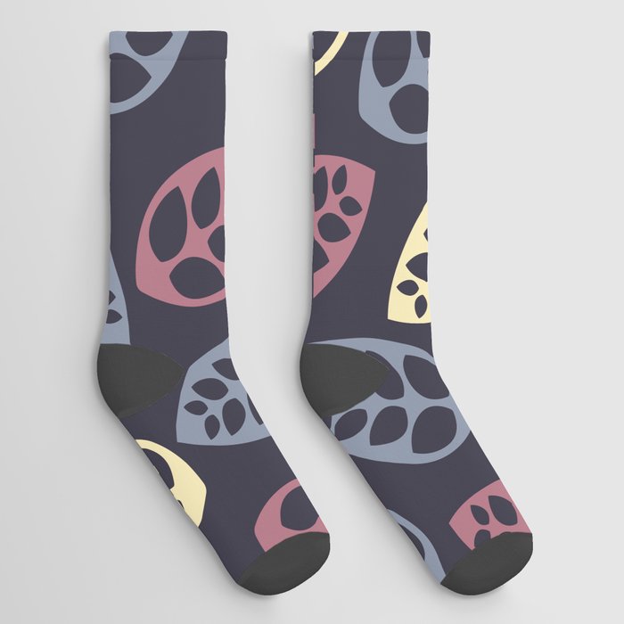 Abstract multicolored pattern of stylized leaves Socks