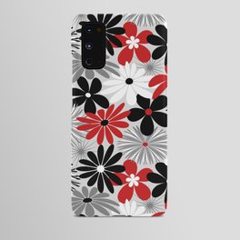 Funky Flowers in Red, Gray, Black and White Android Case