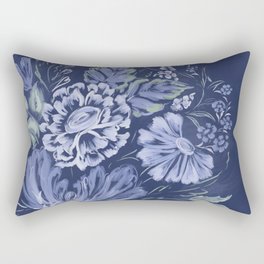 Floral design_Blue  Rectangular Pillow