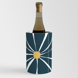 Charcoal and Yellow Ochre Big Funky Flower Wine Chiller