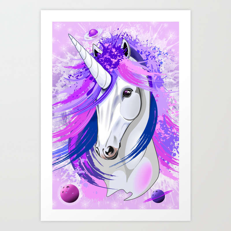 Unicorn Spirit Pink and Purple Mythical Creature Art Print by BluedarkArt |  Society6