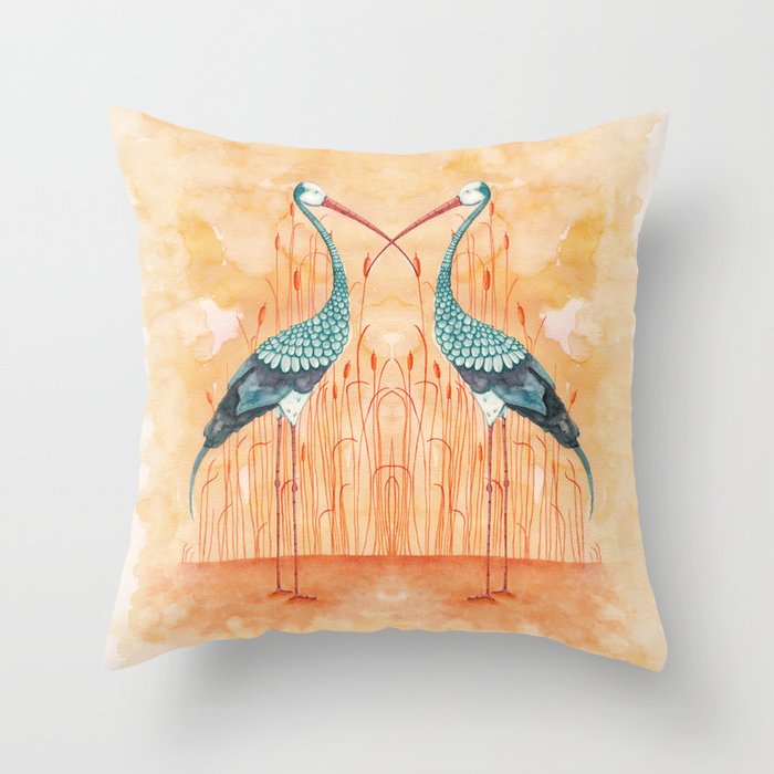 An Exotic Stork Throw Pillow