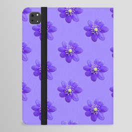 Common Hepatica pattern on blue background | Minimalistic | Floral | Plant | Botanical iPad Folio Case