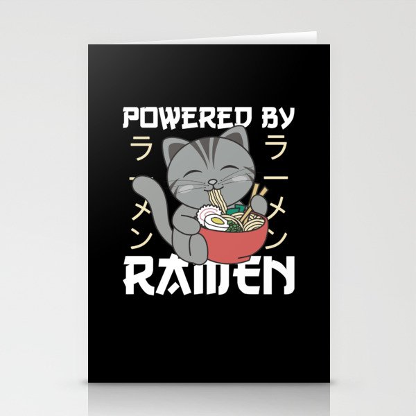 Powered By Ramen Cute Cat Eats Ramen Stationery Cards