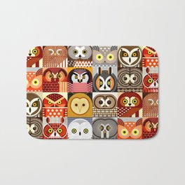 North American Owls Bath Mat | Illustration, Snowy, Greathorned, Curated, Graphicdesign, Nature, Animal, Owls, Digital, Graphic Design 