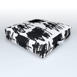 Abstract Painting Black White Outdoor Floor Cushion